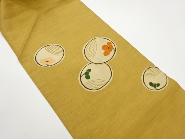 JAPANESE NAGOYA OBI / TSUMUGI / WOVEN FLOWER